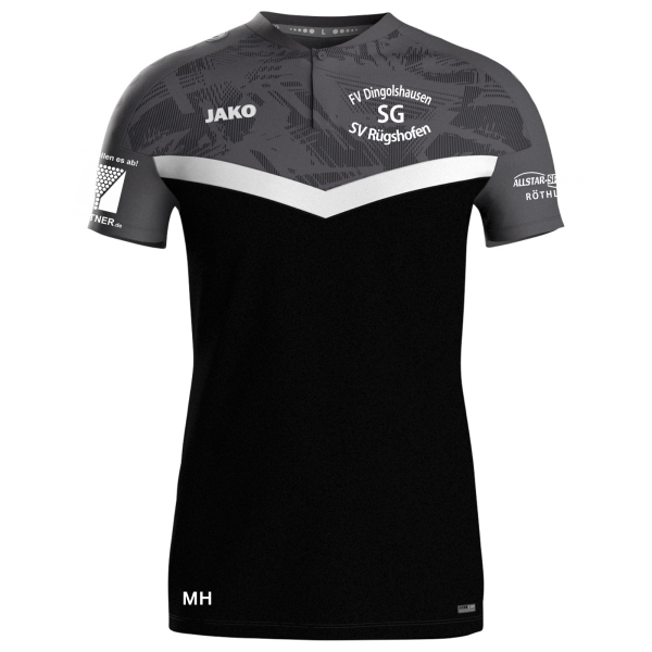 Polo schwarz mit Logo und Initialen