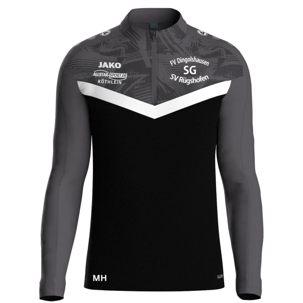 Ziptop schwarz mit Logo und Initialen